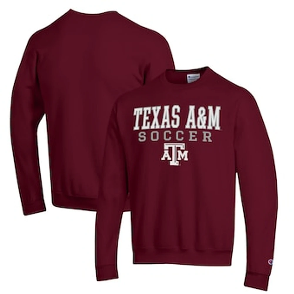 Men's Champion Maroon Texas A&M Aggies Soccer Stack Logo Powerblend Pullover Sweatshirt