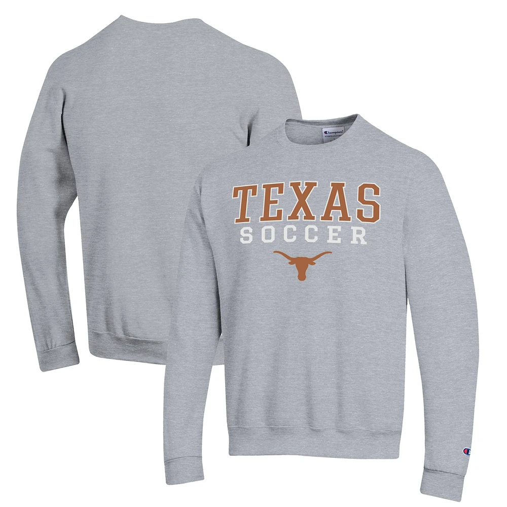 Men's Champion Gray Texas Longhorns Soccer Stack Logo Powerblend Pullover Sweatshirt
