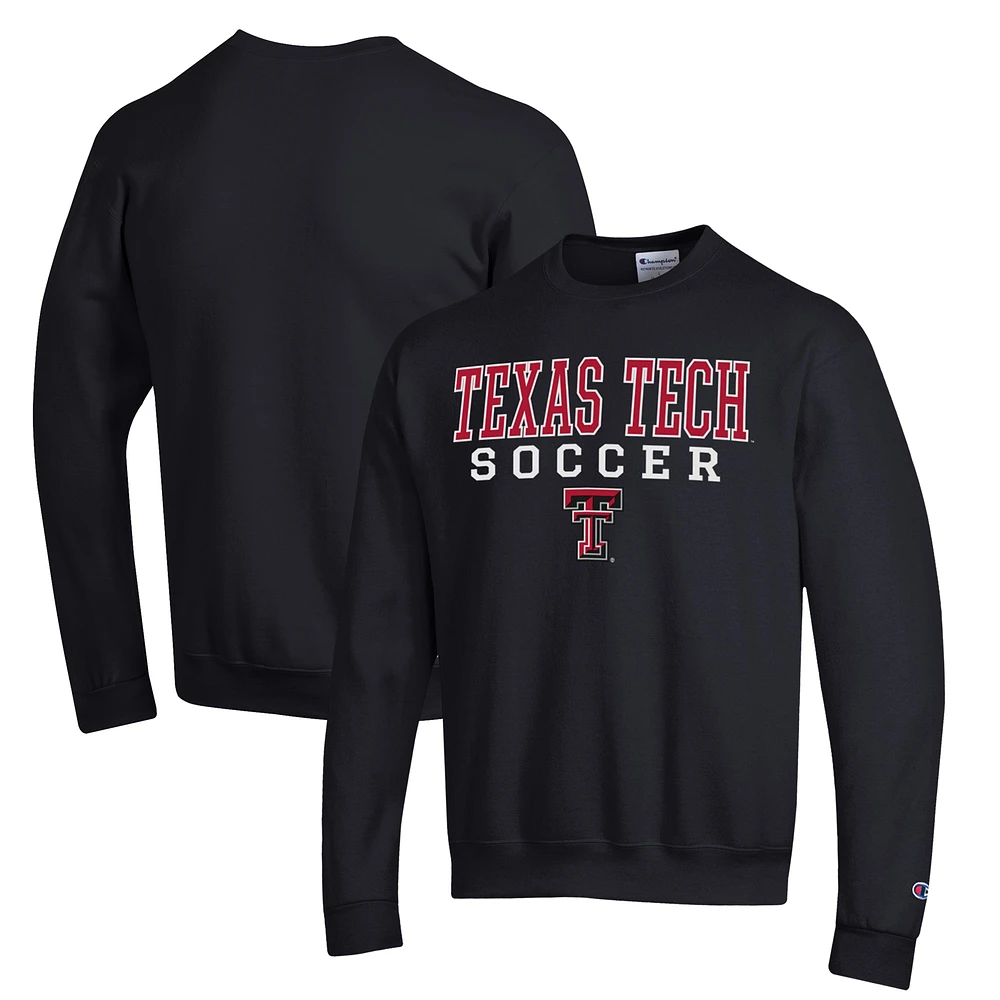Men's Champion Texas Tech Red Raiders Soccer Stack Logo Powerblend Pullover Sweatshirt