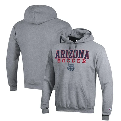 Men's Champion Gray Arizona Wildcats Soccer Stack Logo Powerblend Pullover Hoodie