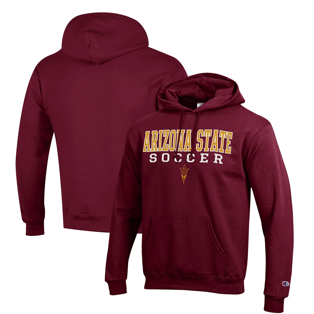 Men's Champion Maroon Arizona State Sun Devils Soccer Stack Logo Powerblend Pullover Hoodie