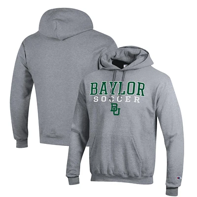 Men's Champion Gray Baylor Bears Soccer Stack Logo Powerblend Pullover Hoodie