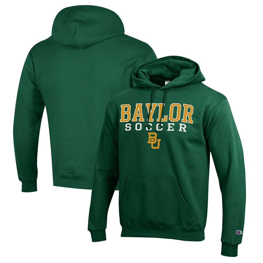 Men's Champion Green Baylor Bears Soccer Stack Logo Powerblend Pullover Hoodie