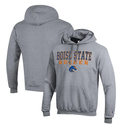 Men's Champion Gray Boise State Broncos Soccer Stack Logo Powerblend Pullover Hoodie