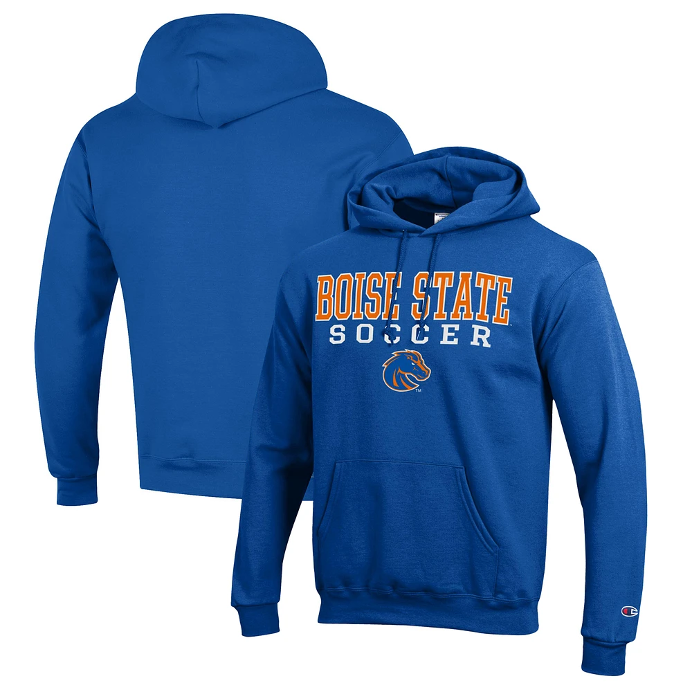 Men's Champion Royal Boise State Broncos Soccer Stack Logo Powerblend Pullover Hoodie