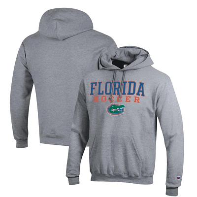 Men's Champion Gray Florida Gators Soccer Stack Logo Powerblend Pullover Hoodie