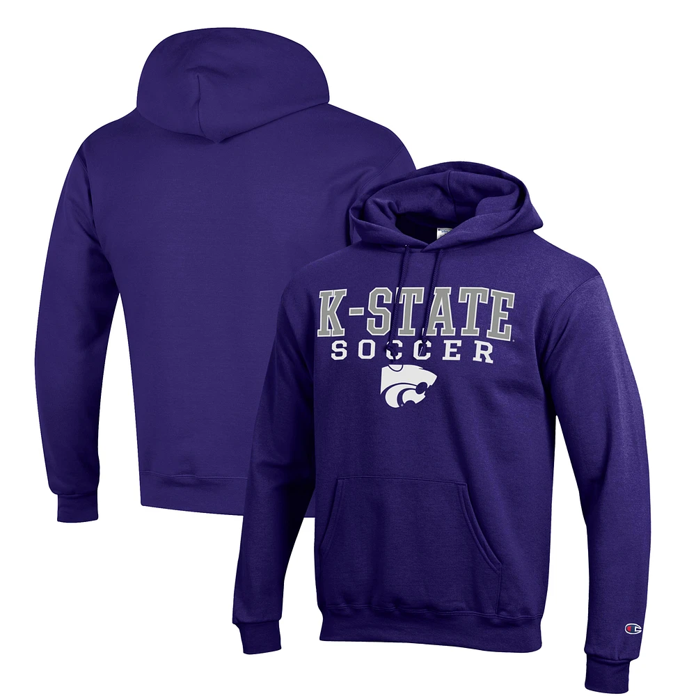 Men's Champion Purple Kansas State Wildcats Soccer Stack Logo Powerblend Pullover Hoodie