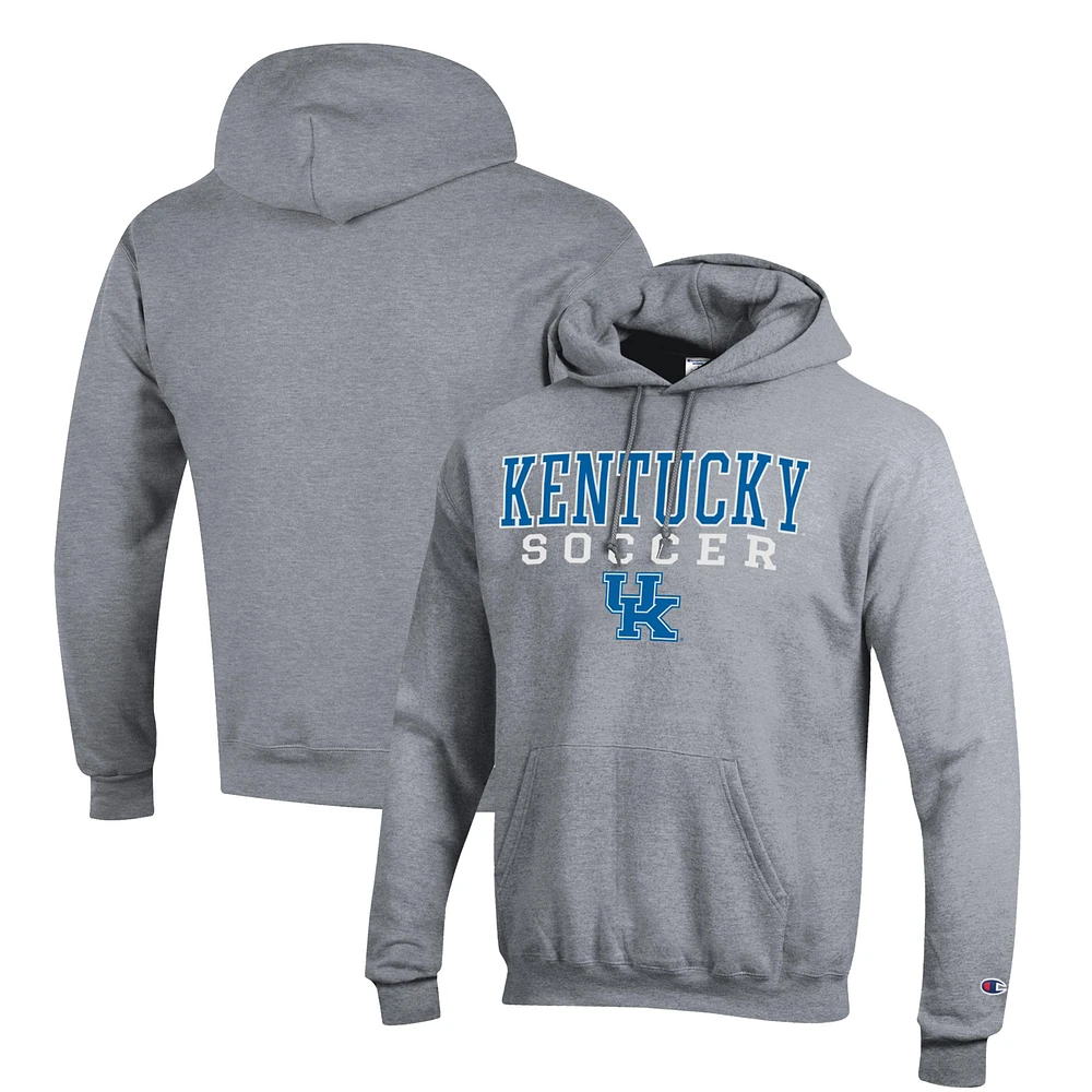 Men's Champion Gray Kentucky Wildcats Soccer Stack Logo Powerblend Pullover Hoodie