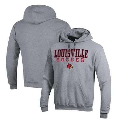 Men's Champion Louisville Cardinals Soccer Stack Logo Powerblend Pullover Hoodie