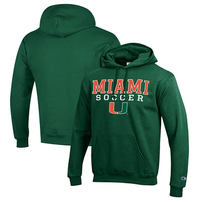 Men's Champion Miami Hurricanes Soccer Stack Logo Powerblend Pullover Hoodie