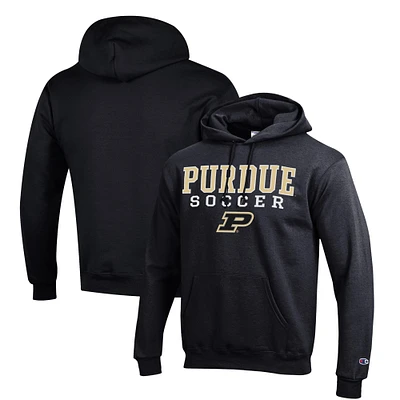 Men's Champion Purdue Boilermakers Soccer Stack Logo Powerblend Pullover Hoodie