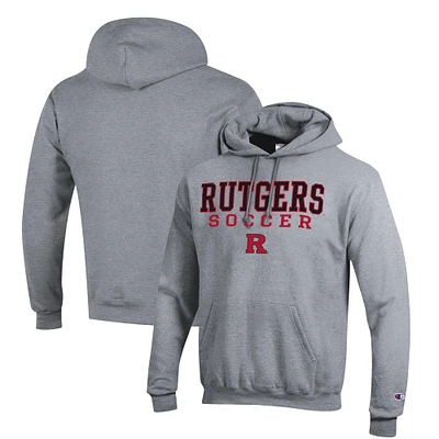 Men's Champion Gray Rutgers Scarlet Knights Soccer Stack Logo Powerblend Pullover Hoodie