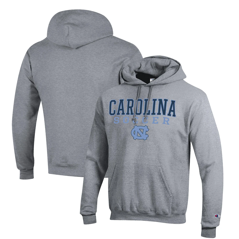 Men's Champion Gray North Carolina Tar Heels Soccer Stack Logo Powerblend Pullover Hoodie