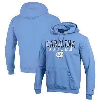 Men's Champion Carolina Blue North Tar Heels Soccer Stack Logo Powerblend Pullover Hoodie