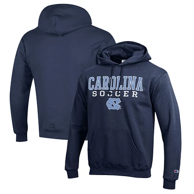 Men's Champion Navy North Carolina Tar Heels Soccer Stack Logo Powerblend Pullover Hoodie