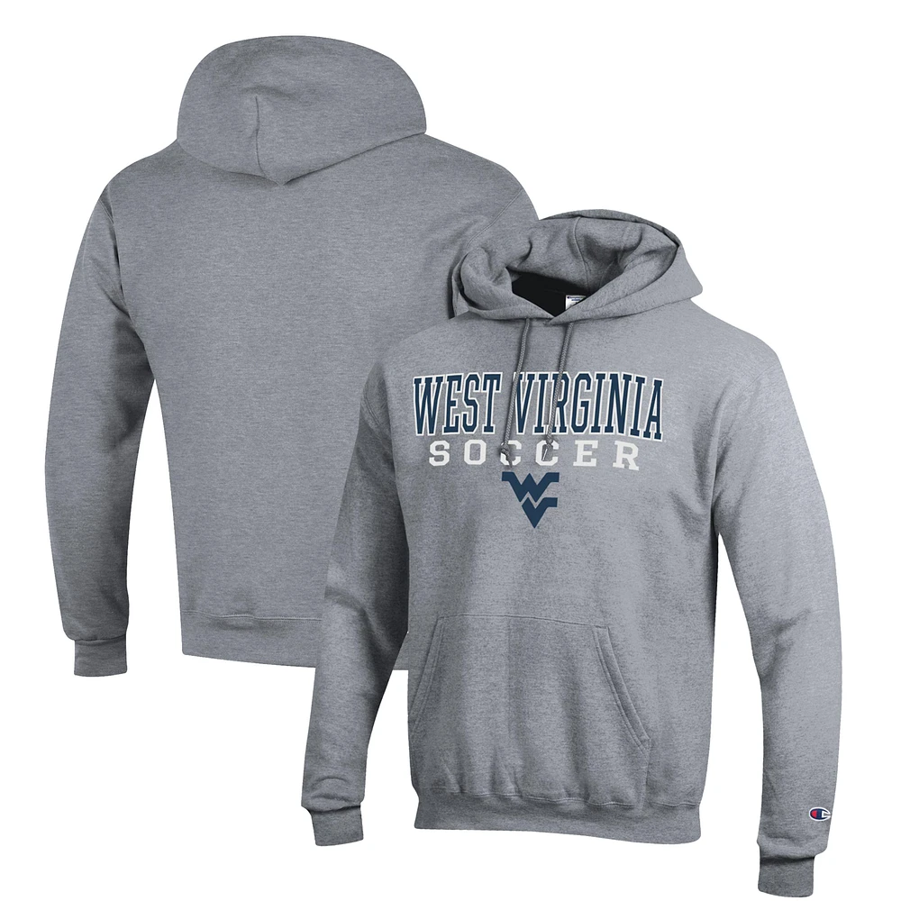 Men's Champion Gray West Virginia Mountaineers Soccer Stack Logo Powerblend Pullover Hoodie