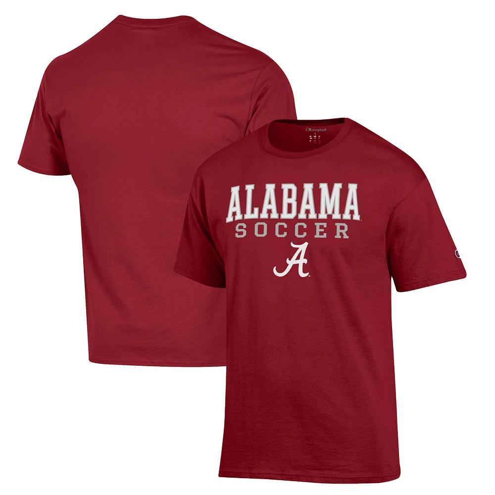 Men's Champion Crimson Alabama Tide Soccer Stack Logo T-Shirt