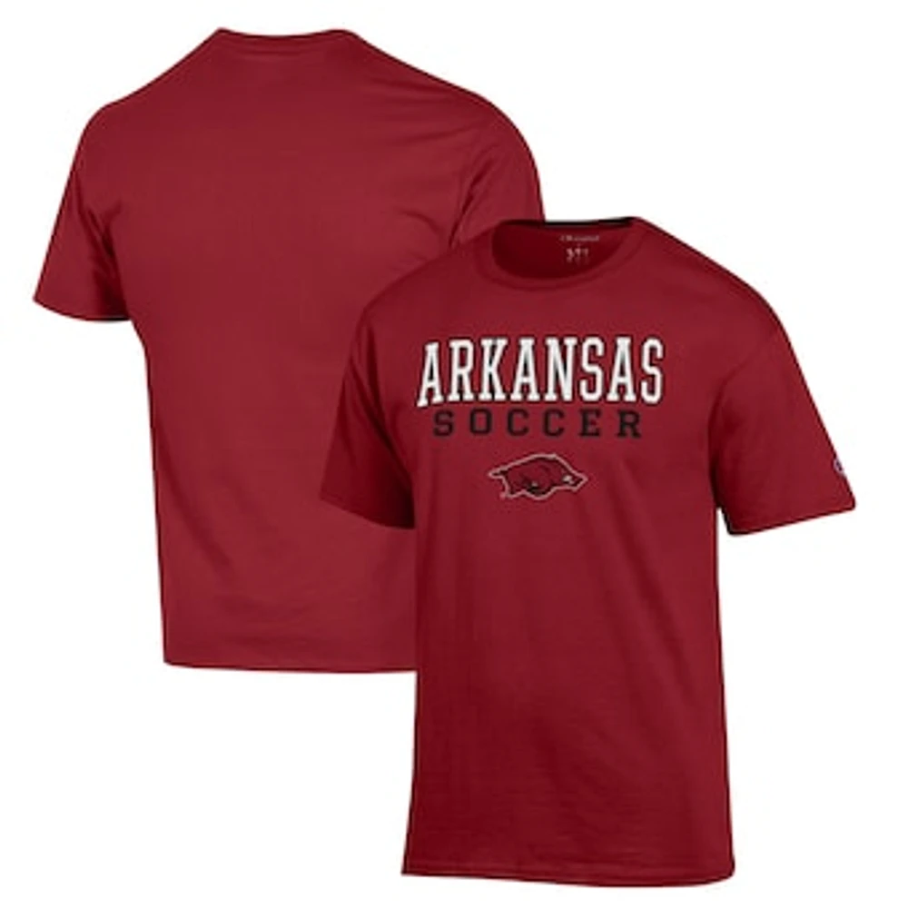 Men's Champion Cardinal Arkansas Razorbacks Soccer Stack Logo T-Shirt