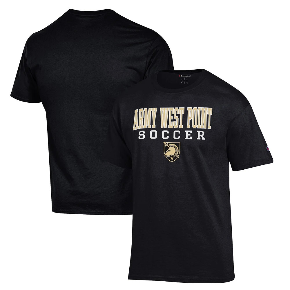 Men's Champion Black Army Knights Soccer Stack Logo T-Shirt