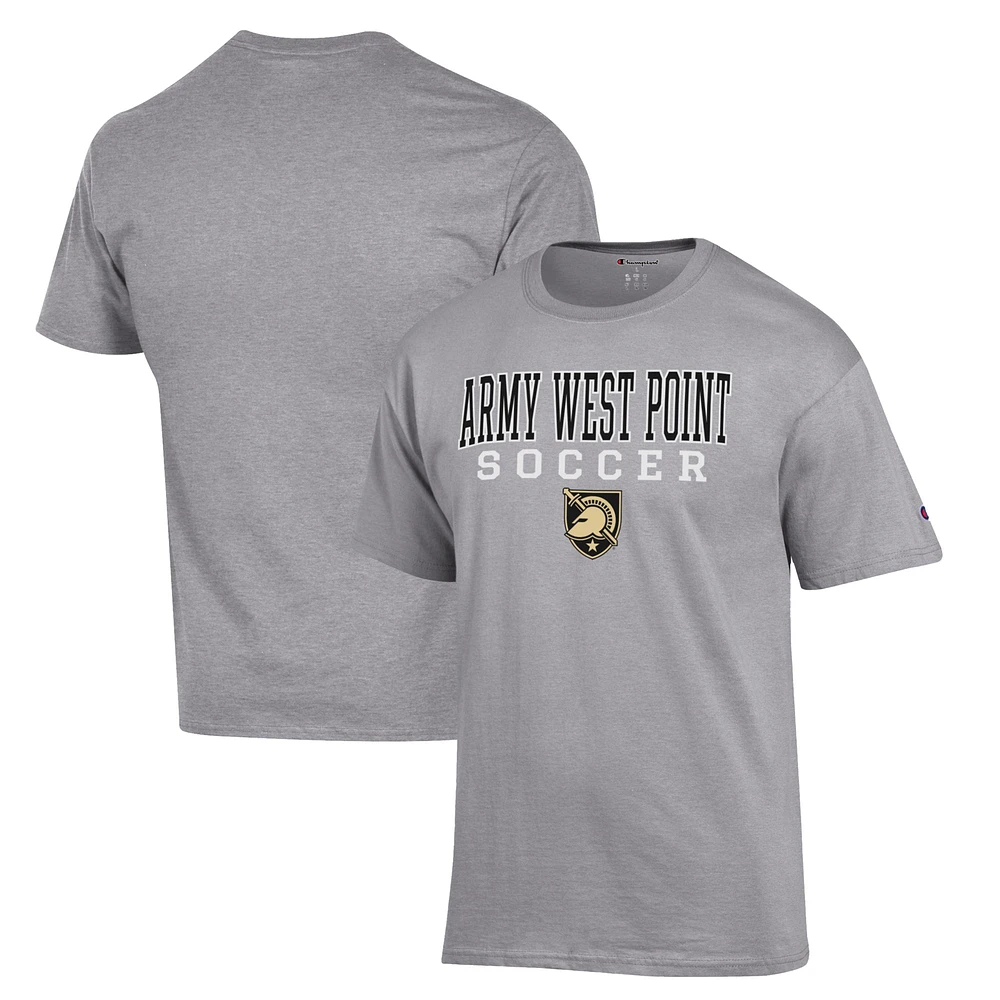 Men's Champion Gray Army Black Knights Soccer Stack Logo T-Shirt