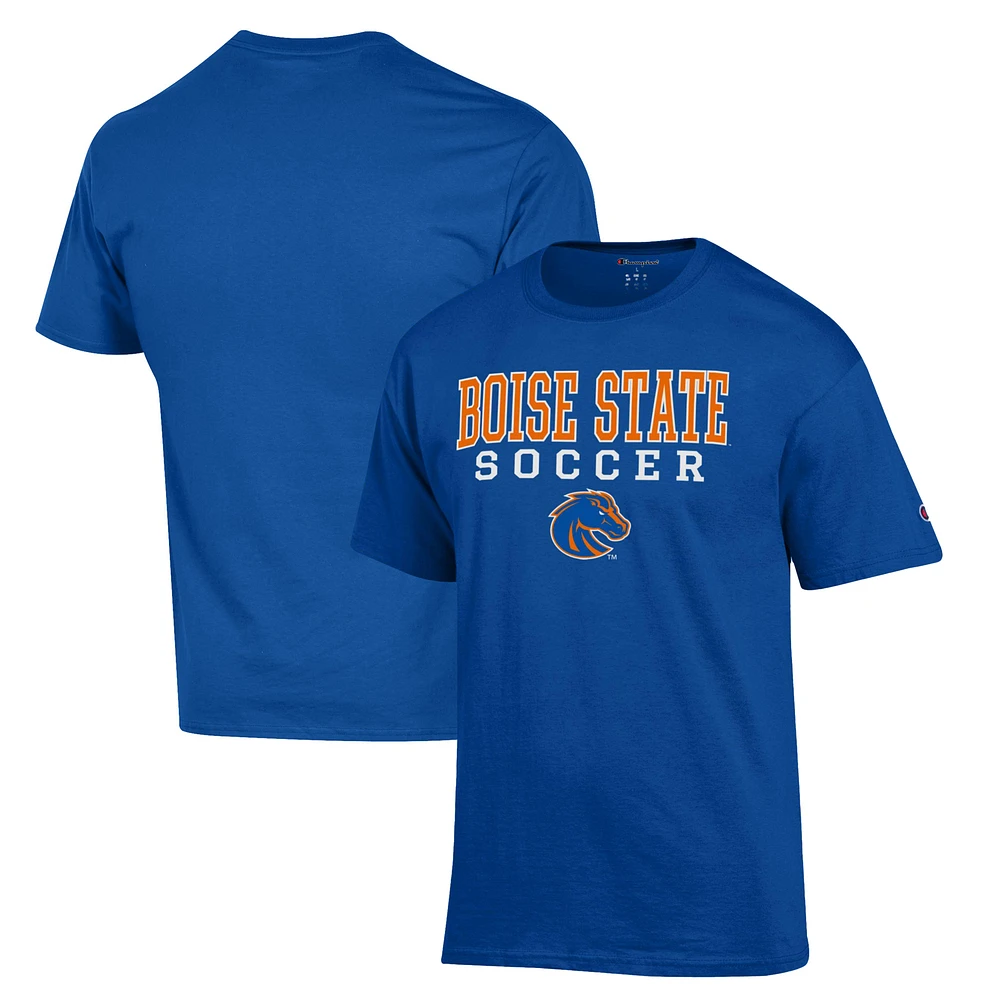 Men's Champion Royal Boise State Broncos Soccer Stack Logo T-Shirt