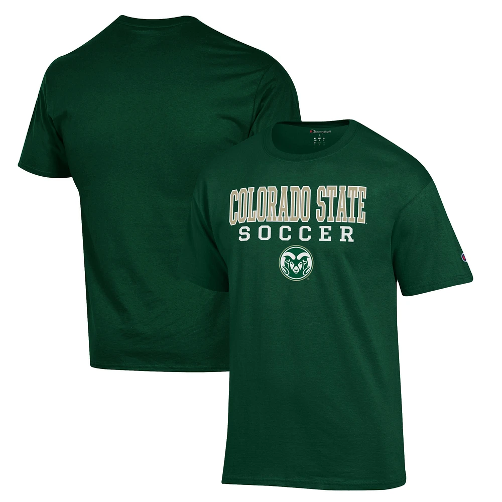 Men's Champion Green Colorado State Rams Soccer Stack Logo T-Shirt