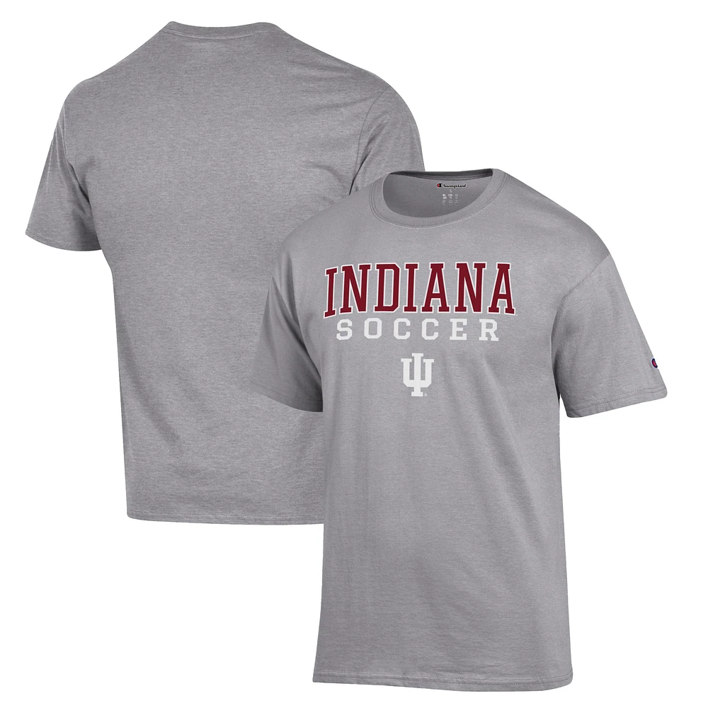 Men's Champion Gray Indiana Hoosiers Soccer Stack Logo T-Shirt