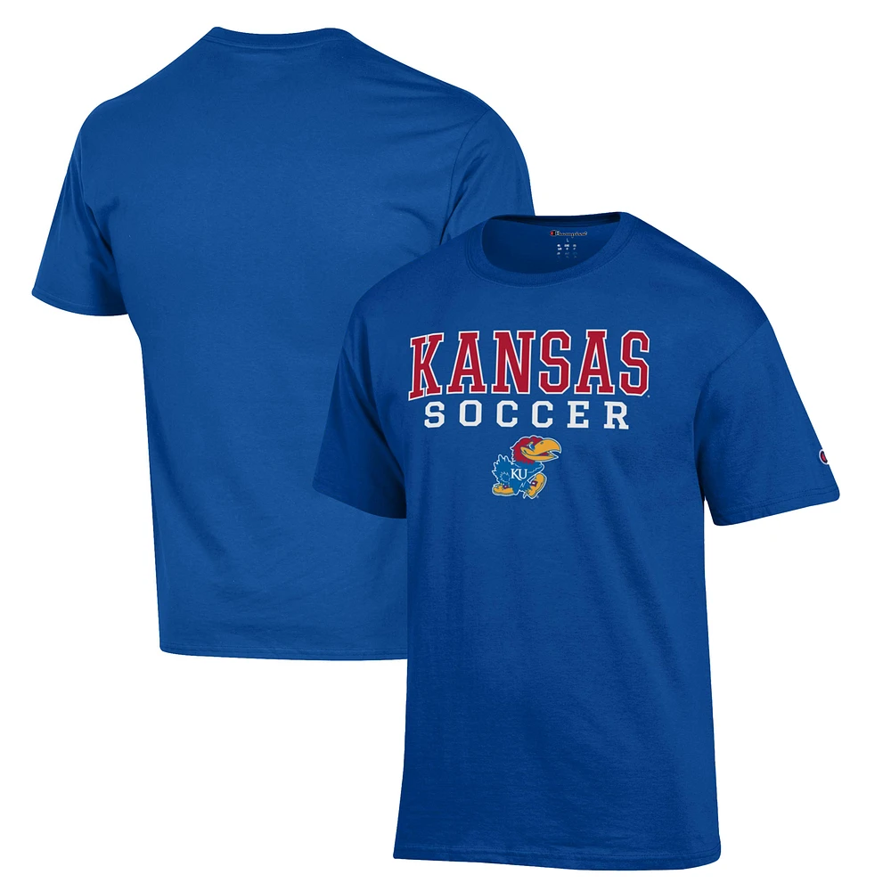 Men's Champion Royal Kansas Jayhawks Soccer Stack Logo T-Shirt