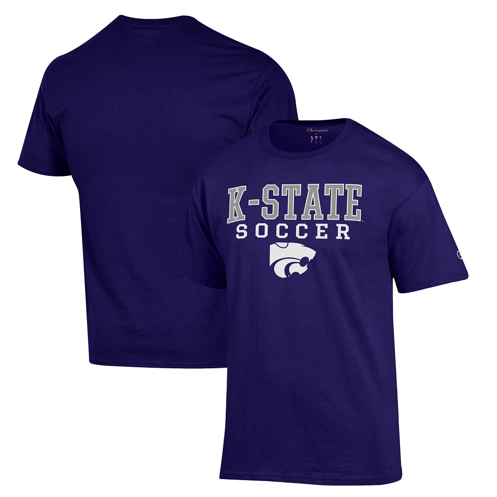 Men's Champion Purple Kansas State Wildcats Soccer Stack Logo T-Shirt