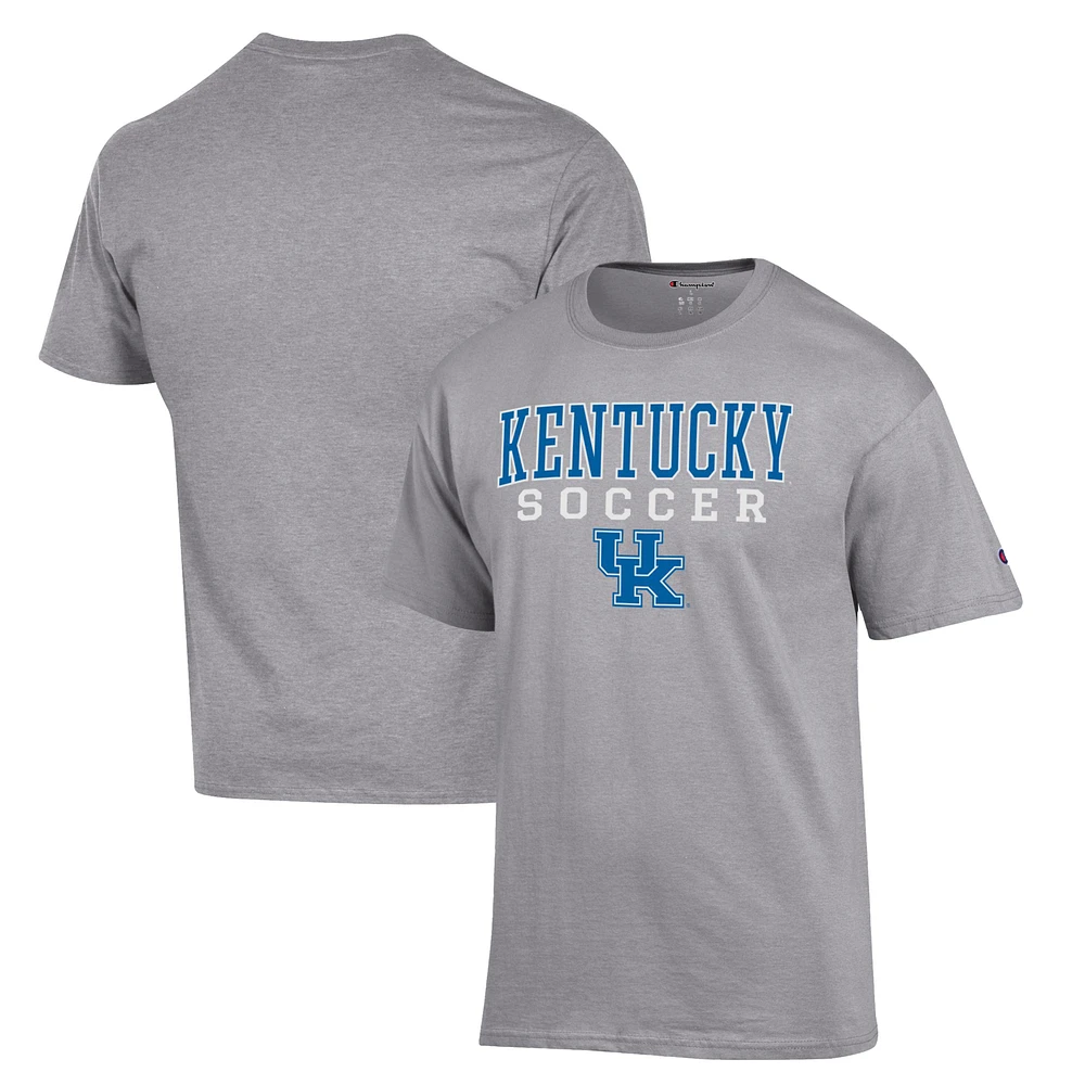 Men's Champion Gray Kentucky Wildcats Soccer Stack Logo T-Shirt