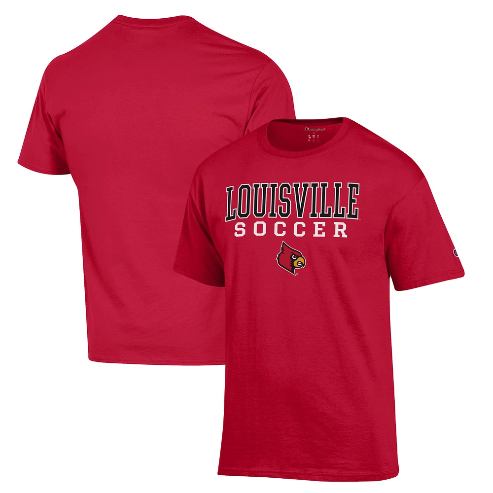 Men's Champion Red Louisville Cardinals Soccer Stack Logo T-Shirt