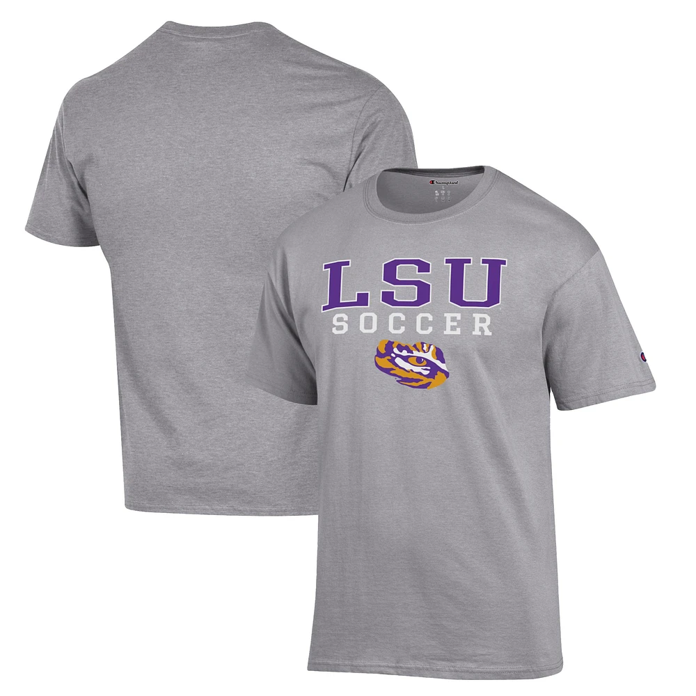 Men's Champion Gray LSU Tigers Soccer Stack Logo T-Shirt