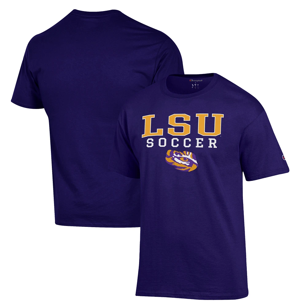 Men's Champion Purple LSU Tigers Soccer Stack Logo T-Shirt