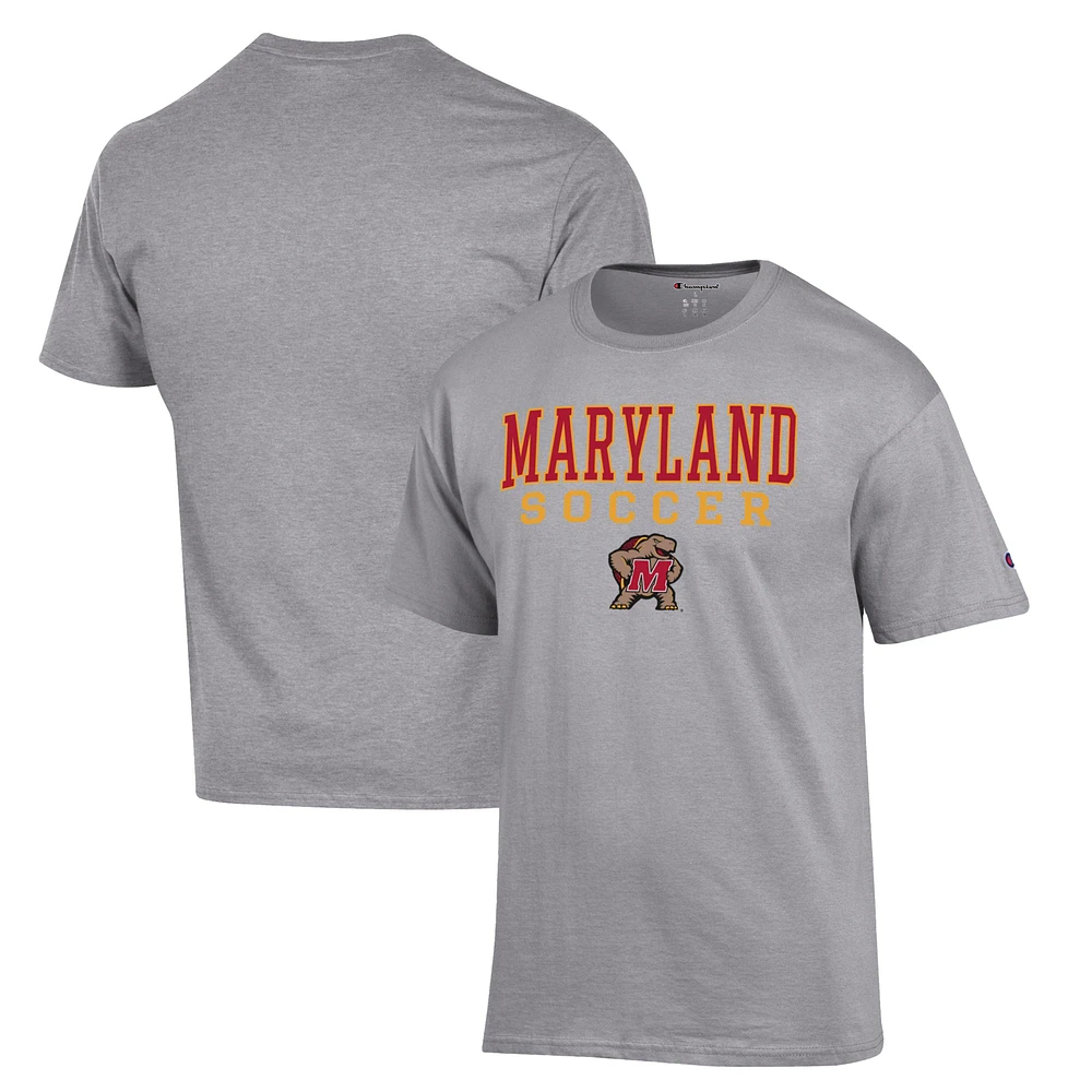 Men's Champion Gray Maryland Terrapins Soccer Stack Logo T-Shirt