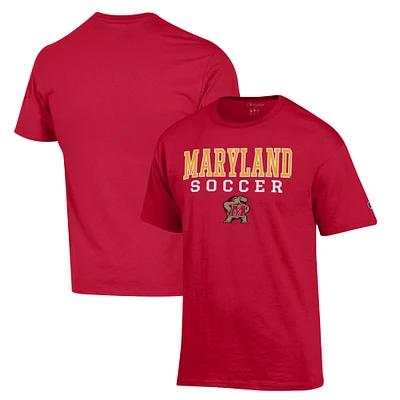 Men's Champion Red Maryland Terrapins Soccer Stack Logo T-Shirt