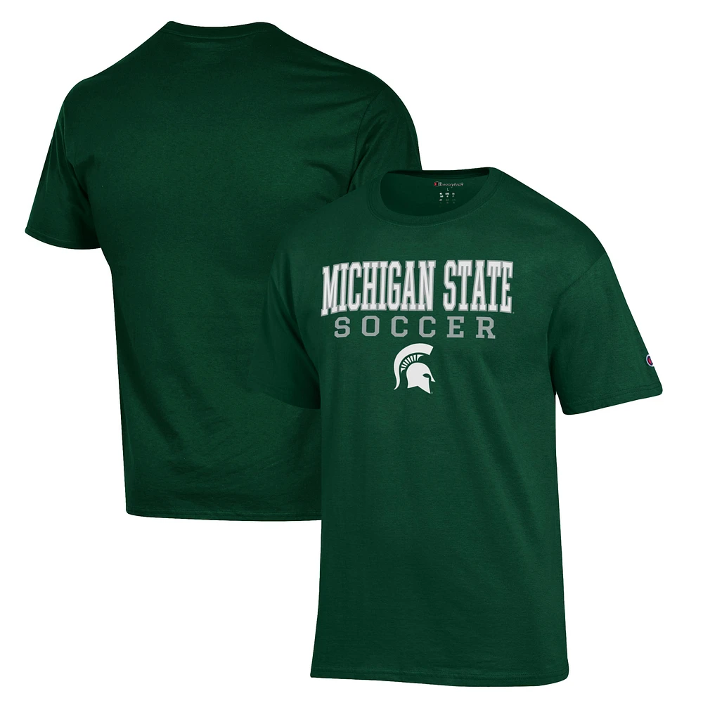 Men's Champion Green Michigan State Spartans Soccer Stack Logo T-Shirt
