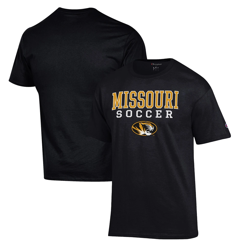 Men's Champion Black Missouri Tigers Soccer Stack Logo T-Shirt