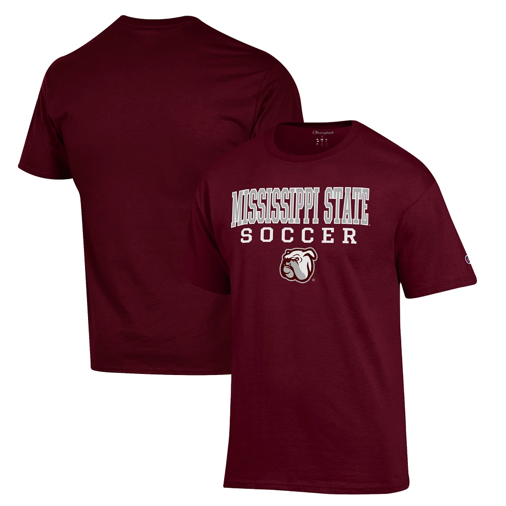 Men's Champion Maroon Mississippi State Bulldogs Soccer Stack Logo T-Shirt