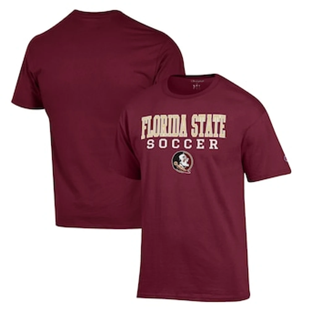 Men's Champion Garnet Florida State Seminoles Soccer Stack Logo T-Shirt