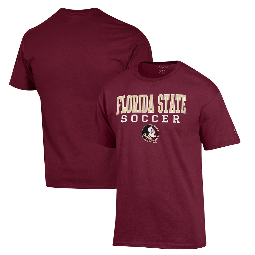 Men's Champion Garnet Florida State Seminoles Soccer Stack Logo T-Shirt