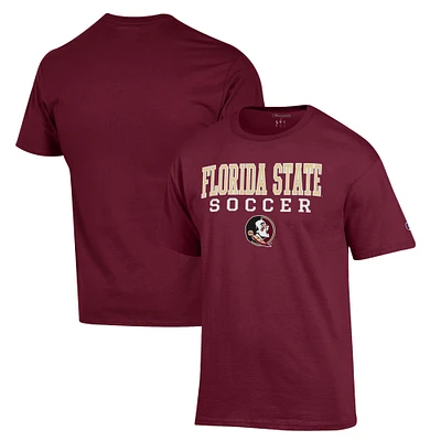 Men's Champion Garnet Florida State Seminoles Soccer Stack Logo T-Shirt