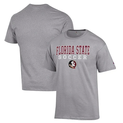 Men's Champion Gray Florida State Seminoles Soccer Stack Logo T-Shirt