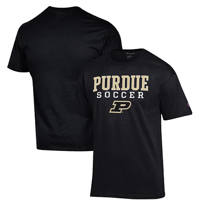 Men's Champion Black Purdue Boilermakers Soccer Stack Logo T-Shirt