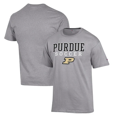 Men's Champion Gray Purdue Boilermakers Soccer Stack Logo T-Shirt
