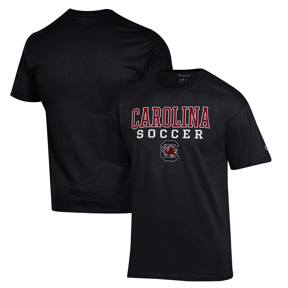 Men's Champion Black South Carolina Gamecocks Soccer Stack Logo T-Shirt