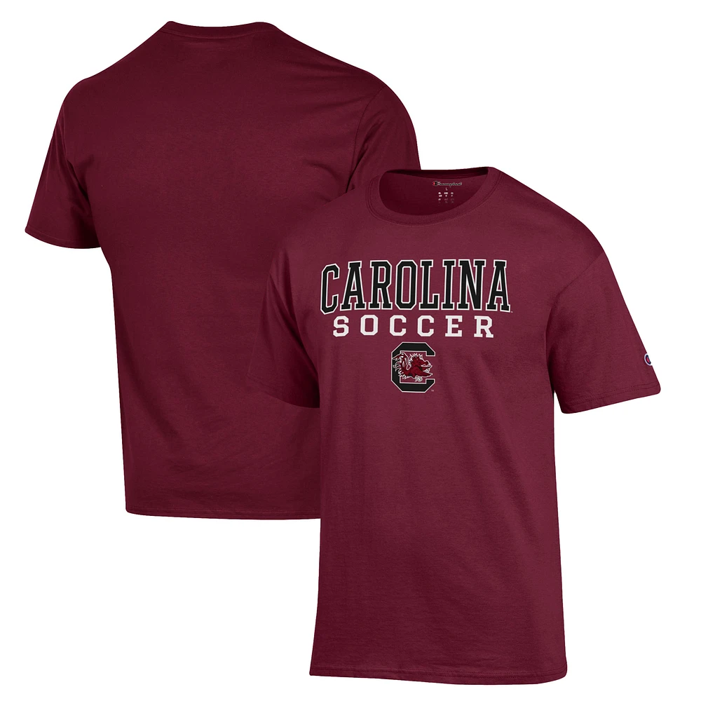 Men's Champion Garnet South Carolina Gamecocks Soccer Stack Logo T-Shirt