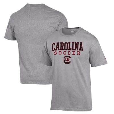 Men's Champion Gray South Carolina Gamecocks Soccer Stack Logo T-Shirt