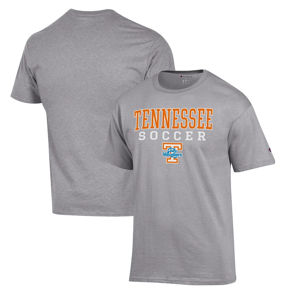 Men's Champion Gray Tennessee Volunteers Soccer Stack Logo T-Shirt