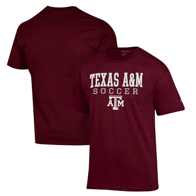 Men's Champion Maroon Texas A&M Aggies Soccer Stack Logo T-Shirt