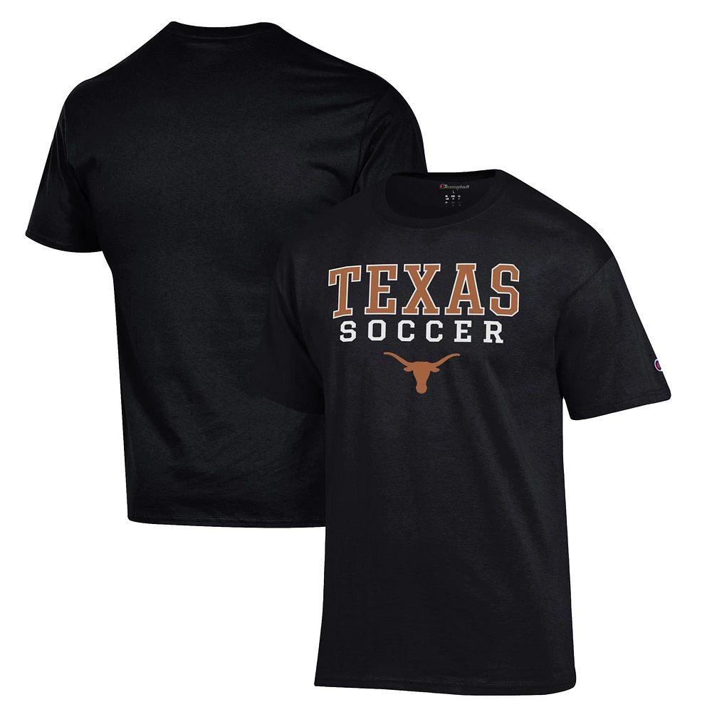 Men's Champion Black Texas Longhorns Soccer Stack Logo T-Shirt